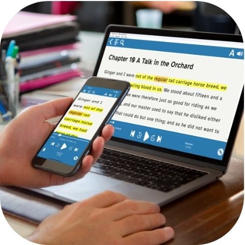 A person using EasyReader syncing their laptop and phone